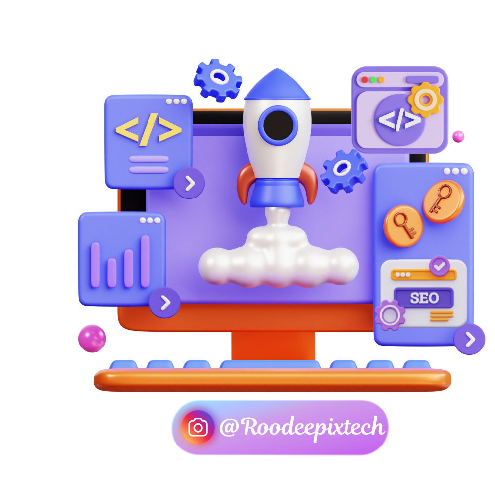Creative tech illustration for modern web and app development